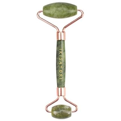 Green Jade Natural Stone Curved Facial Roller & Guasha Set - Image 3