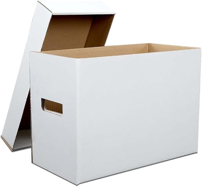 PIT66 10 Pcs Comic Books Storage Boxes With Lids Short Holds 150-175 Stackable Durable Archive White Comic Book Storage