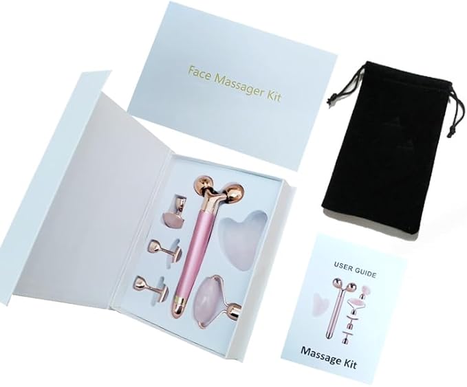 7pcs Facial Jade Roller and Gua Sha Kit, 100% Natural Jade Stone Face Massager - Image 2