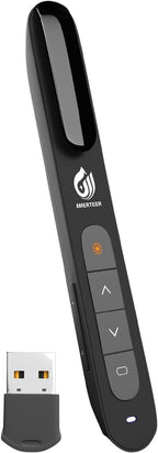 AMERTEER Wireless Presenter,Support Hyperlink RF 2.4GHz Powerpoint PPT Clicker Presentation Remote Control Laser Pointer Flip Pen