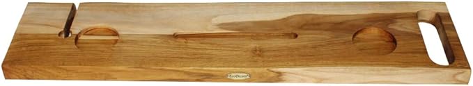 EcoDecors Eleganto 36" Live Edge Solid Teak Bath Caddy Tray - Image 6