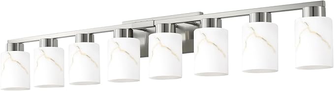 8-Light Bathroom Light Fixtures, Modern Vanity Lights, Brushed Nickel Metal - Image 9