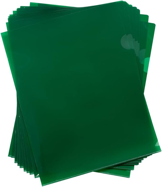 JAM PAPER Plastic Sleeves - Letter Size - 9 x 11 1/2 - Green Project Pockets - 12 Page Protectors/Pack