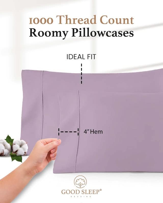 1000 TC Lavender King Pillowcases Set of 2 100% Egyptian Cotton Pillow Cases - Image 3