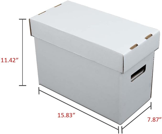 PIT66 10 Pcs Comic Books Storage Boxes With Lids Short Holds 150-175 Stackable Durable Archive White Comic Book Storage