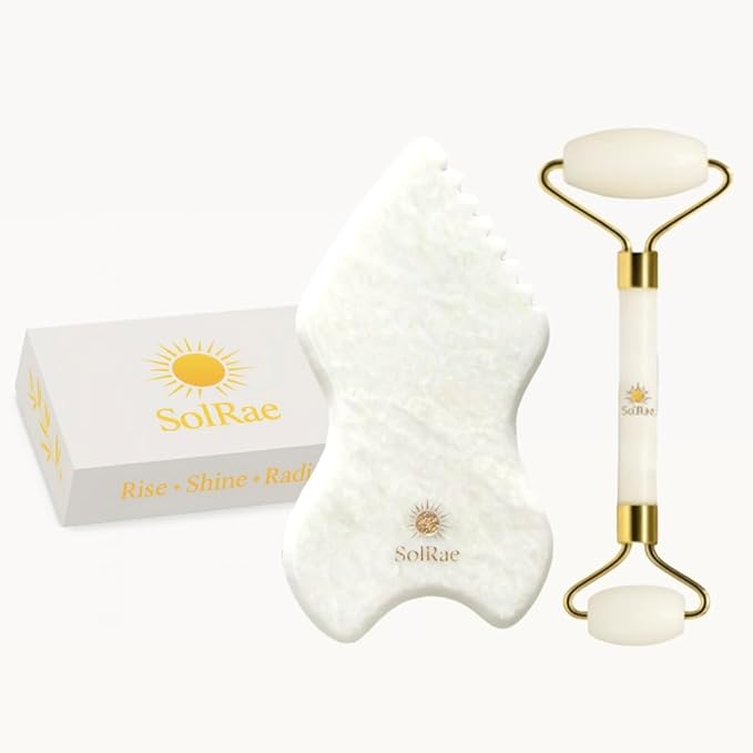 Gua Sha Bian Facial Stone With Jade Roller | Gua Sha Facial Tool Kit to Lift by Unknown