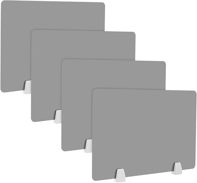 4PCS Desk Dividers Office Partitions,Privacy Desk Panel Protective, Frosted Acrylic with Clamps Classroom Privacy Shield for Offices Schools Call Centers 23.62x15.75in (Grey)