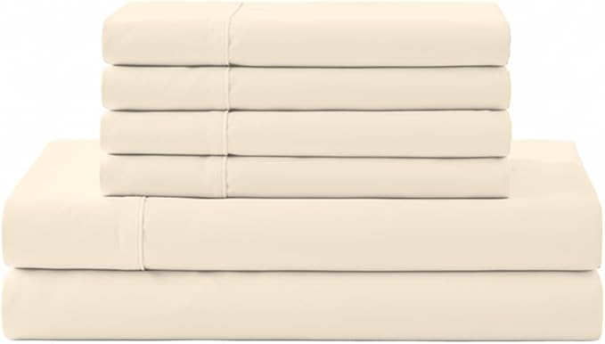 Linen Home 100% Cotton Percale Sheet Set, King Size, Deep Pocket, 6 Pieces Set by LINENHOME