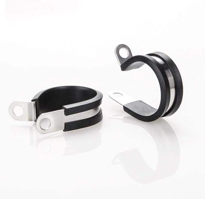 LOKMAN 20 Pack 1-3/4 Inch Stainless Steel Cable Clamp, Rubber Cushioned Insulated Clamp, Conduit Wire Holder Strap Clips for Tube, Pipe or Wire Cord Installation