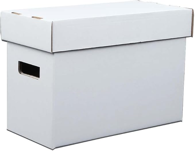 PIT66 10 Pcs Comic Books Storage Boxes With Lids Short Holds 150-175 Stackable Durable Archive White Comic Book Storage