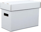 PIT66 10 Pcs Comic Books Storage Boxes With Lids Short Holds 150-175 Stackable Durable Archive White Comic Book Storage