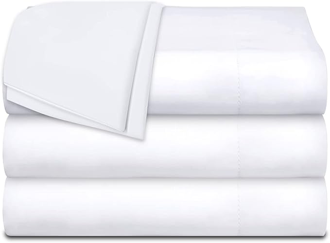 White Classic Twin Flat Sheets 3 Pack, 200 Thread Count Hospital Bed Sheets by WhiteClassic