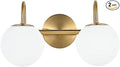 Modern Bathroom Vanity Light Fixtures 2 Lights Brushed Brass Milk White Globe by ZHUOERLighting