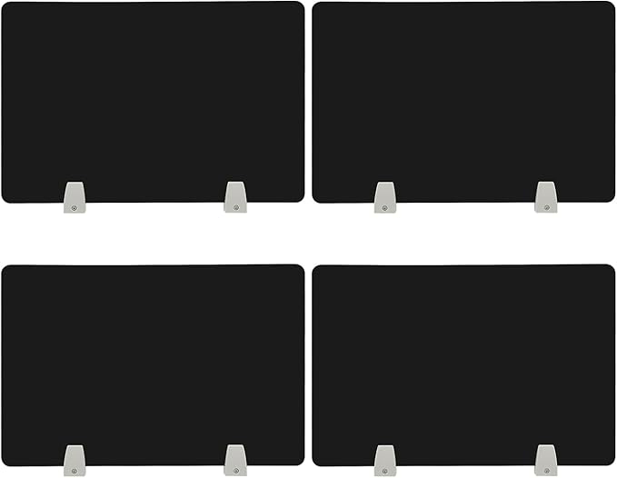 4PCS Desk Dividers Office Partitions,Privacy Desk Panel Protective, Frosted Acrylic with Clamps Classroom Privacy Shield for Offices Schools Call Centers 23.62x15.75in (Black)