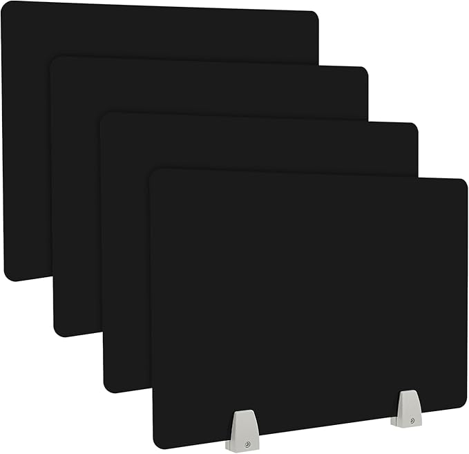 4PCS Desk Dividers Office Partitions,Privacy Desk Panel Protective, Frosted Acrylic with Clamps Classroom Privacy Shield for Offices Schools Call Centers 23.62x15.75in (Black)