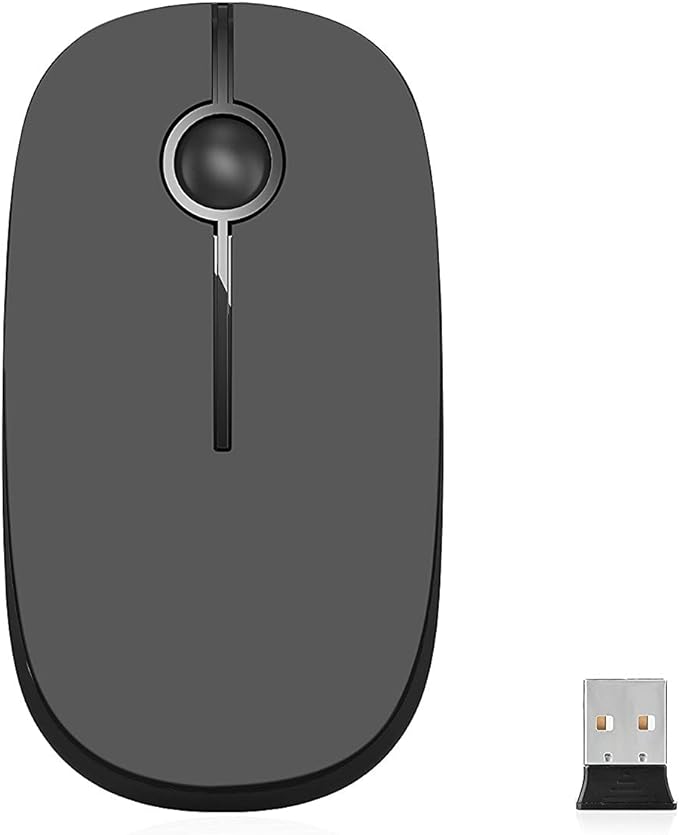 VssoPlor Wireless Mouse, 2.4G Slim Portable Computer Mice with Nano Receiver Quiet Silent Optical Laptop Mouse for Notebook, PC, Laptop, Computer-Black and Gray