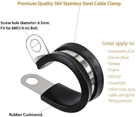 LOKMAN 20 Pack 5/8 Inch Stainless Steel Cable Clamp, Rubber Cushioned Insulated Clamp,Conduit Wire Holder Strap Clips for Tube, Pipe or Wire Cord Installation