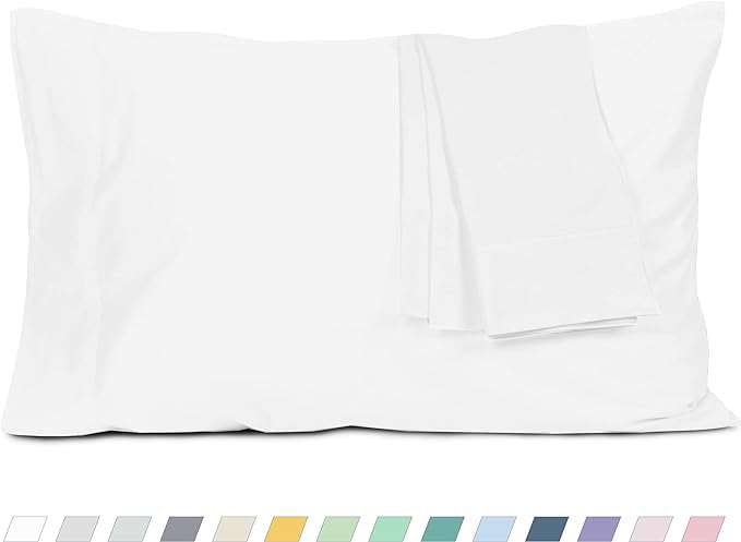 Pillow Cases, Standard Queen Size Cotton Percale Weave Pillowcases, Pre-Shrunk by HOMTEC