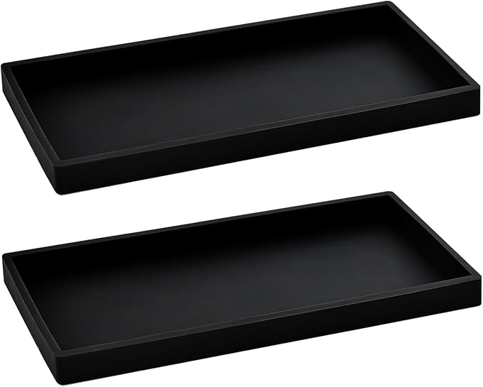 2PCS 11.8” L x 5” W Silicone Soap Dispenser Tray, Bathroom Sink Vanity Trays by BasedFloor