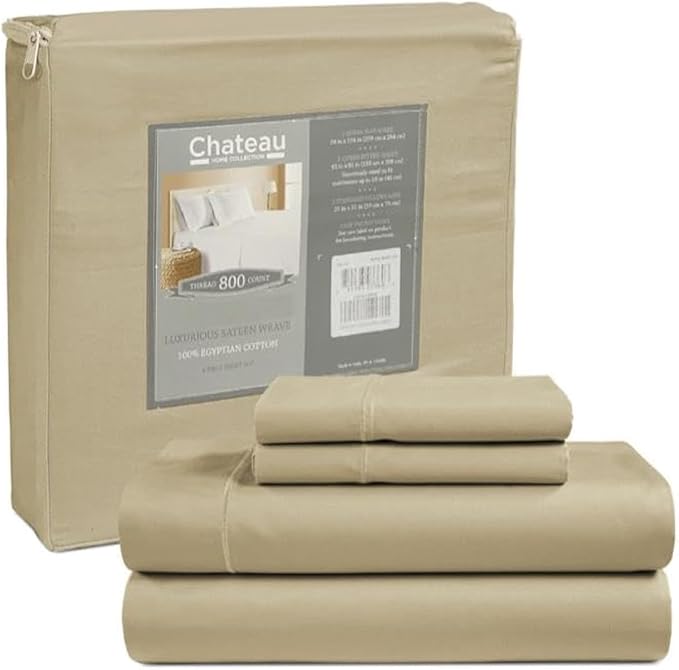100% Egyptian Cotton Sheets California King Size, 800TC Breathable Bed Sheet Set by CHATEAUHOMECOLLECTION