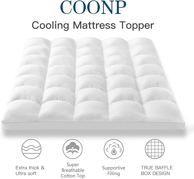 COONP Twin XL Mattress Topper, Extra Thick Pillowtop, Cooling Plush Mattress - Image 2