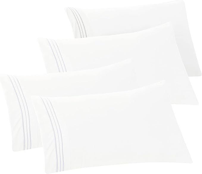 Elegant Comfort 4-PACK Solid Pillowcases 1500 Premium Hotel Quality Microfiber by ELEGANTCOMFORT