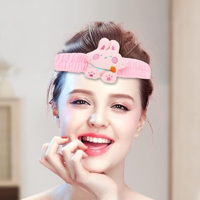 PERFECTSIGHT Kawaii Spa Headband Set, 2 Pack Cute Soft Coral Fleece Makeup and - Image 5