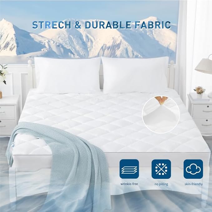 Sunflower Cooling Quilted Twin XL Mattress Protector, Mattress Pad Twinxl Chill - Image 4