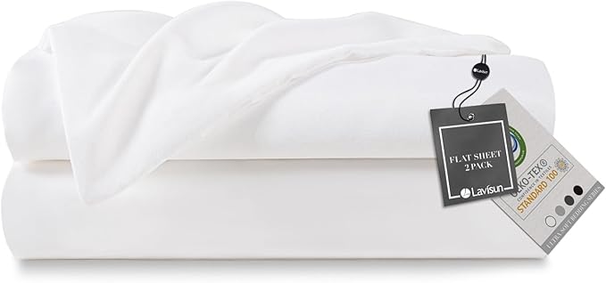 Lavisun Full Flat Sheets 2 Pack, Hotel Quality Flat Bed Sheets, Brushed by Lavisun