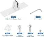 PATIKIL 1.8x1.3x2.5" Desk Divider Support Clamp, 2 Pcs Aluminum Desk Shield Clamp Desk Divider Partition Clamp Sneeze Guard Clamp Bracket for Office Home Desk Panel, White