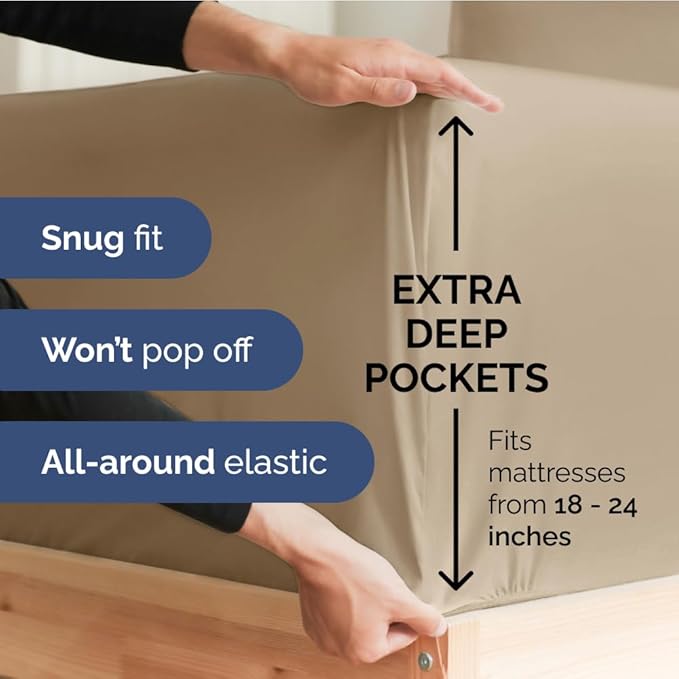 Extra Deep Twin 400 Thread Count Cotton Fitted Sheet - Image 2