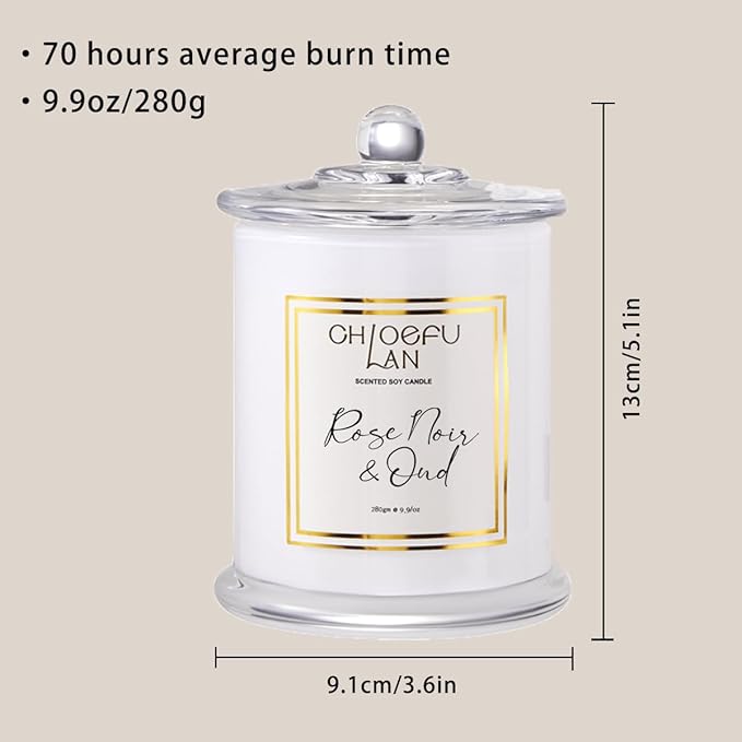 Chloefu LAN Rose Scented Candles, Oud Candle Gifts - Image 2