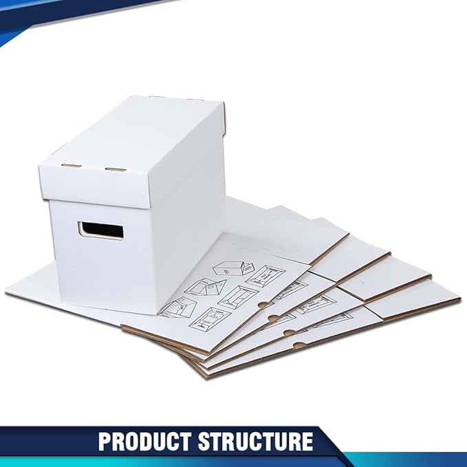 PIT66 5 Pcs Comic Book Storage Boxes, Holds 150-175 Comics Each, Collapsible, Stackable, Moistureproof, White, 15.83"L x 11.42"W x 7.87"H