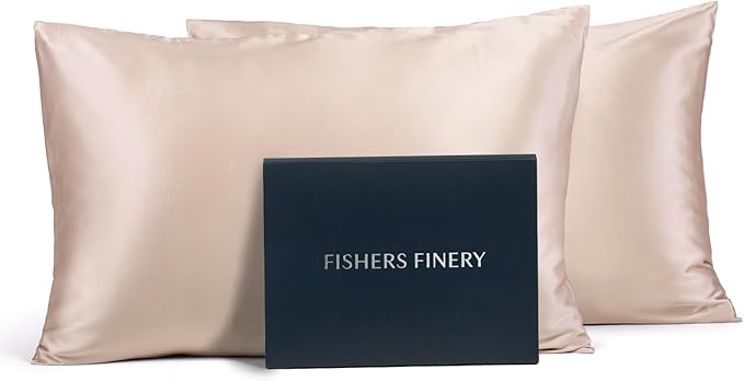 Fishers Finery 25mm 100% Pure Mulberry Silk Pillowcase Set by FishersFinery