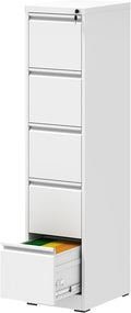 Reegangfa 5 Drawer File Cabinet with Lock, 18" D Metal Vertical Filing Cabinets, Steel File Storage Cabinets for Home Office, Hanging A4 Legal/Letter Size Narrow File Cabinet, Assembly Required
