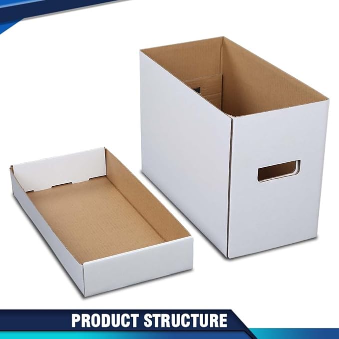 PIT66 5 Pcs Comic Book Storage Boxes, Holds 150-175 Comics Each, Collapsible, Stackable, Moistureproof, White, 15.83"L x 11.42"W x 7.87"H