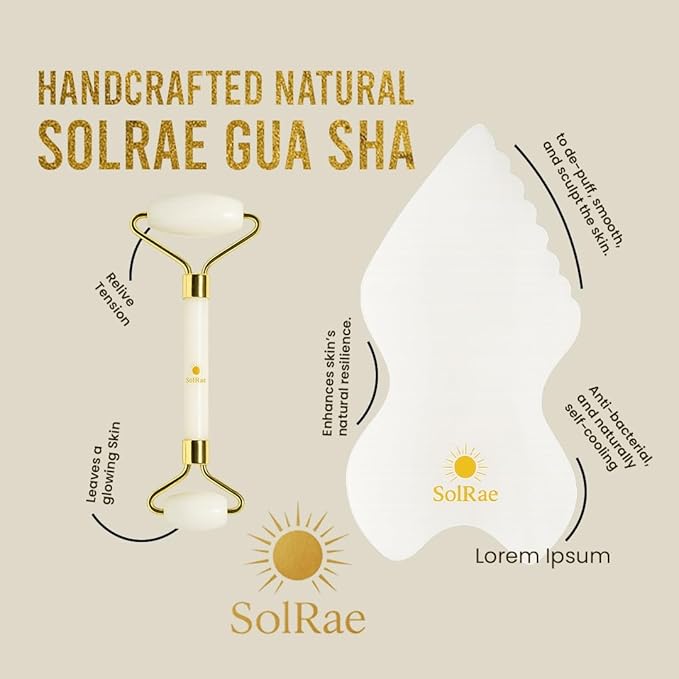 Gua Sha Bian Facial Stone With Jade Roller | Gua Sha Facial Tool Kit to Lift - Image 7