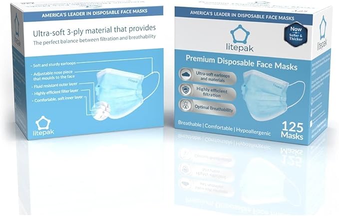 Litepak 125-Pack Disposable Face Mask Premium Comfort Earloops - Image 7
