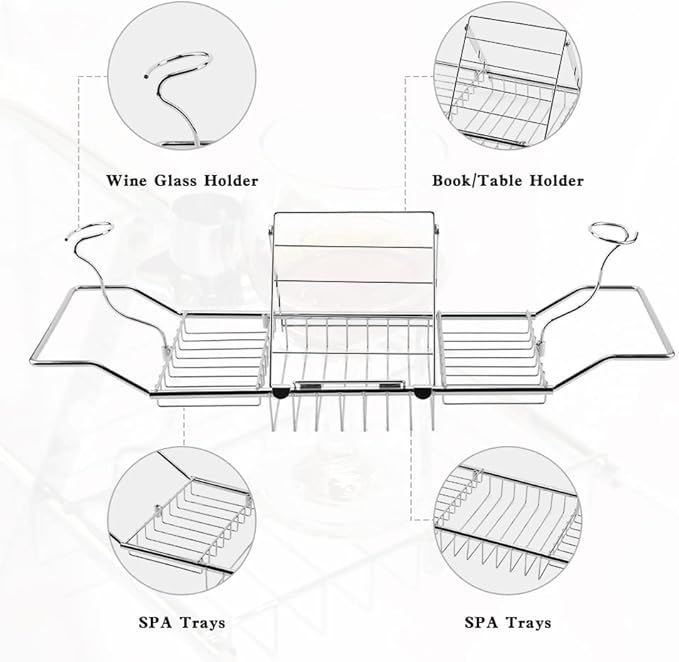 BDL Bathtub Caddy Tray Expandable Bath Tub Table - Image 4