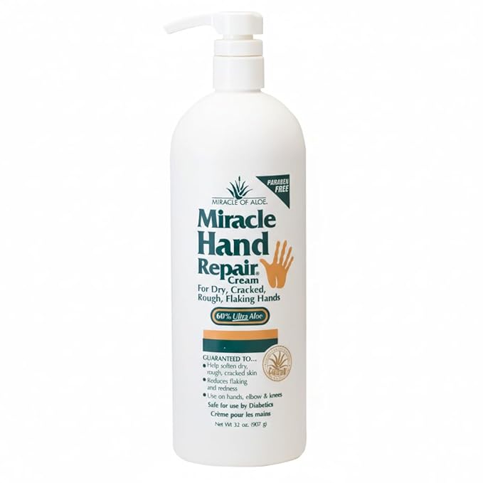 Miracle Hand Repair Cream for Dry Cracked Hands 32 oz Best Healing Hand Cream by MiracleofAloe%C2%AE