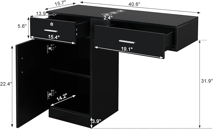 Wall Mount Styling Station for Hair Stylist, Wooden Hair Salon Station Storage - Image 3