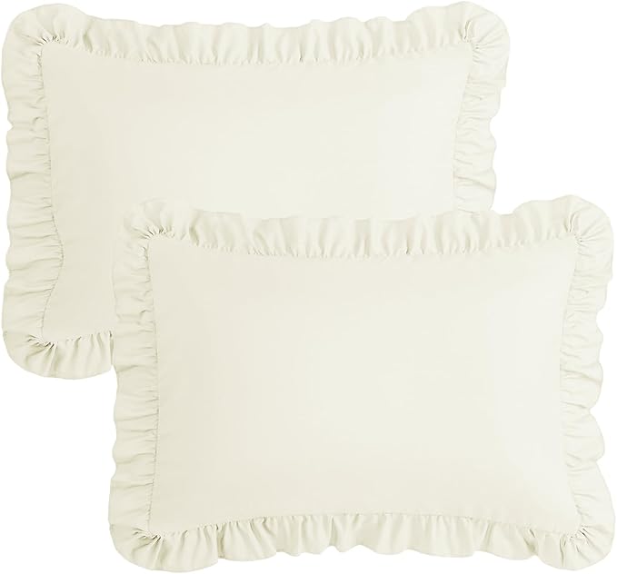 KKJIAF Ruffle Pillow Cases Queen Size Set of 2, Ruffled Pillow Covers - Image 7