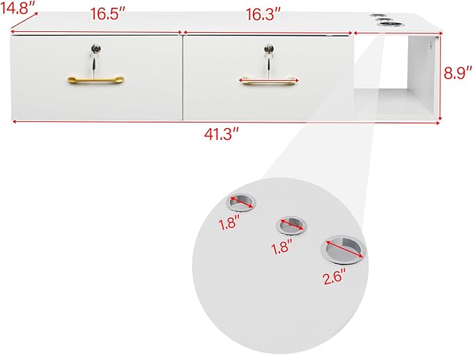 Wall Mount Styling Station for Hair Stylist, Wooden Hair Salon Station Storage - Image 3