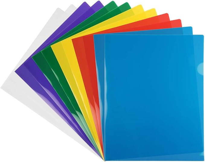 JAM PAPER Plastic Sleeves - Letter Size - 9 x 11 1/2 - Assorted Color Project Pockets - 12 Page Protectors/Pack