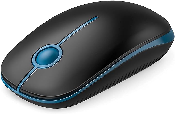 Vssoplor Wireless Mouse, 2.4G Slim Portable Computer Laptop Mouse with Nano Receiver Quiet Silent Optical Mice for Notebook, PC, Laptop, Computer-Black and Sapphire Blue