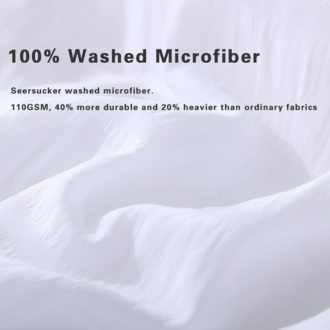 AveLom White Duvet Cover King, 3 Pieces, Seersucker Textured Ultra Soft Washed - Image 4