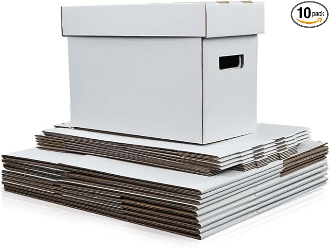 ANDPLAY 10 Pcs Comic Books Storage Boxes With Lids Short Holds 150-175 Stackable Durable Archive White Comic Book Storage