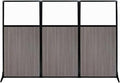 Versare Workstation Partition | Portable Wall Divider | Modern Office Cubicle | Free Standing Privacy Screen | Flexible Work Space | 99" x 70" Gray Elm Wood Grain Panels with Clear Window