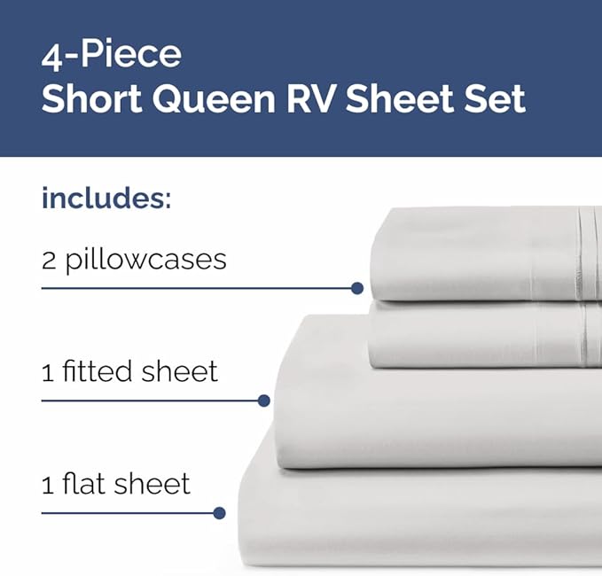 Short Queen Size 4 Piece Sheet Set - Image 2