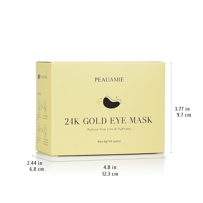 PEAUAMIE Under Eye Patchs 24k Gold Eye Mask and Hyaluronic Acid and Rose - Image 7